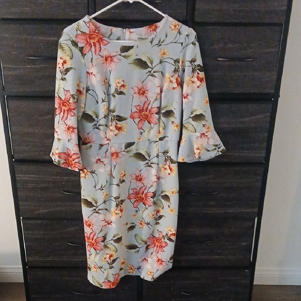 Shelby & Palmer Floral Long Sleeve Dress - Pink and Green